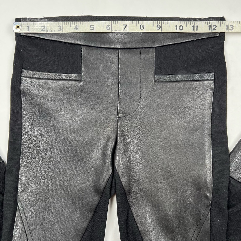 OWO Helmut Lang - Black Lambskin Leather & Cotton Combo Pull on Leggings, Size 2 - Picture 9 of 16